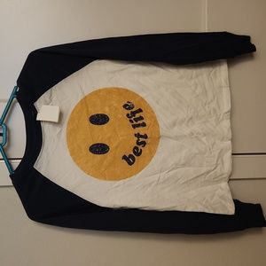 Women's Smiley Face Best Life Long Sleeve Graphic T-Shirt - Zoe+Liv (Juniors')